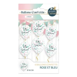 Sachet de 6 ballons à confettis - Fille ou Garçon ? - Collection Gender Reveal