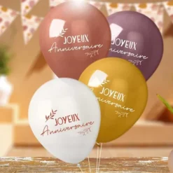 Sachet de 8 ballons - Joyeux Anniversaire - Collection Terracotta