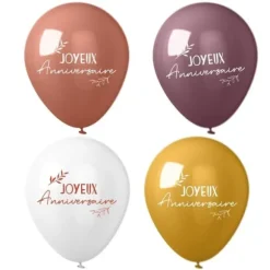 Sachet de 8 ballons - Joyeux Anniversaire - Collection Terracotta