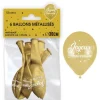 Sachet de 6 ballons Métallisés Or - Joyeux Anniversaire