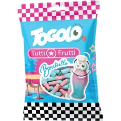 Sachet de bonbons acidulés au goût de fruits - Bouteilles roses et bleues - TOGOLO - 125 g