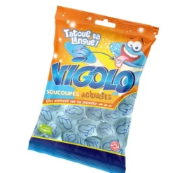 Sachet de bonbons acidulés - Soucoupes avec tatouage pour langue - VIGOLO - 33 g