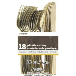 Sachet de 18 Couverts Réutilisables - Doré