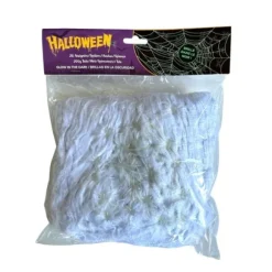 Sachet de 200 g de toile d'araignée blanche et ses 20 araignées phosphorescentes