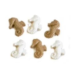 Sachet de 12 Hippocampes Pailletés Adhésifs - Blanc et Beige