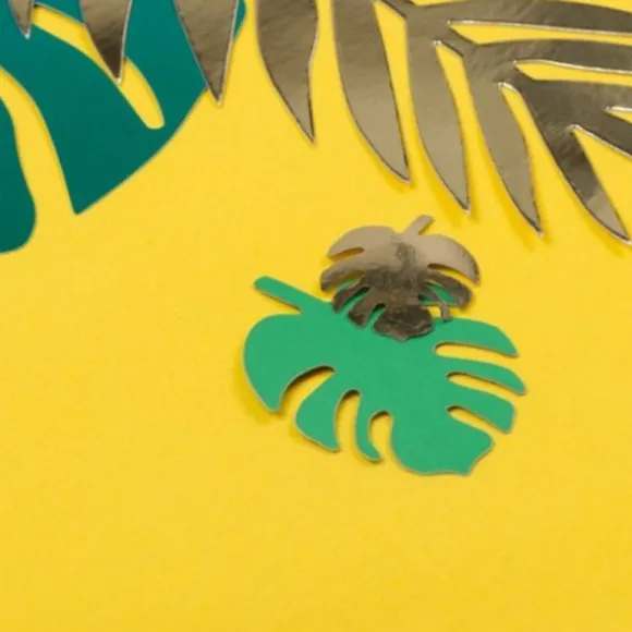 Sachet de 12 marque-places Feuilles Tropicales - Vert et Or
