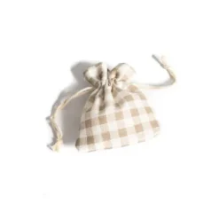 Sachet de 5 pochons en lin - Vichy Ecru