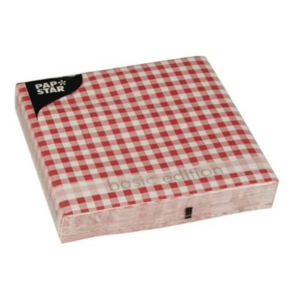 Sachet de 30 Serviettes en Papier - Carreaux Vichy - Rouge