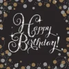 Sachet de 16 serviettes "Happy Birthday" - Noir et Or