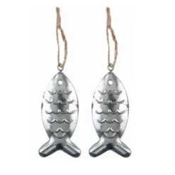 Sachet de 2 suspensions en forme de poisson - Argent