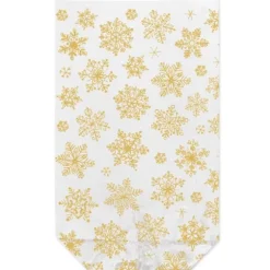 10 sachets alimentaires de Noël - 14,5 x 23,5 cm - Cristaux de neige