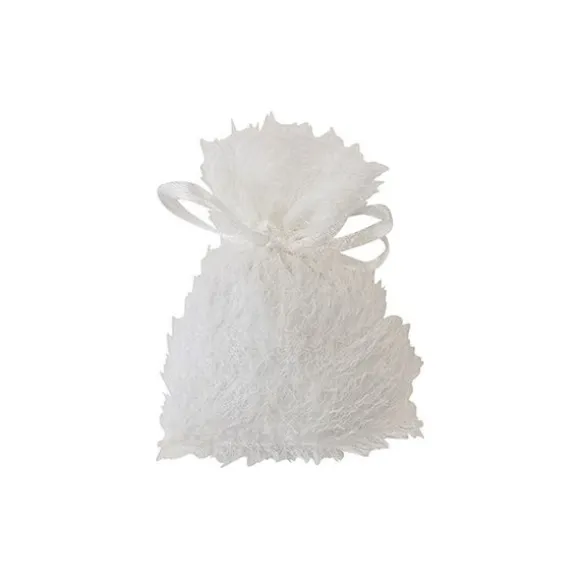4 sachets blancs en polyester avec franges - 10 x 8 cm