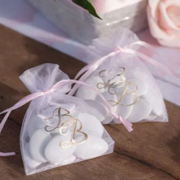 6 Sachets Dragées Rose & Or - Collection BB