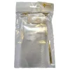 12 Sachets en cellophane fond en carton avec liens twist or - 22 cm