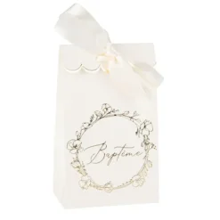 10 sachets en papier "Baptême" FSC® - 7,5 x 12,5 x 4,4 cm - Collection Baptême Crème et Or