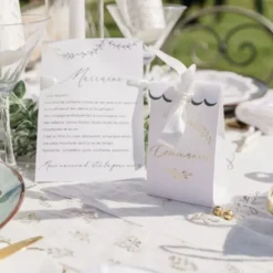 10 sachets en papier "Communion" FSC® - 7,5 x 12,5 x 4,4 cm - Collection Communion Blanc et Or