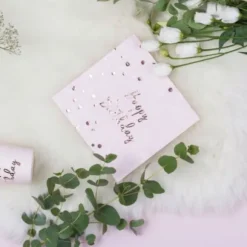 Sachet 16 serviettes en papier "Happy Birthday Rose Gold"