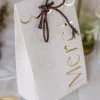 10 sachets "Merci" avec ficelle - 7,5 x 12,5 x 4,5 cm - Collection Communion Effet Lin et Or