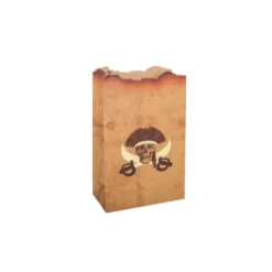 4 Sachets Pirate Kraft, Noir & Or - 15 cm
