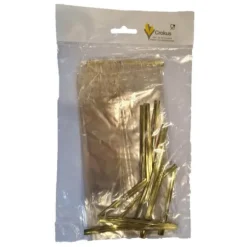 12 Sachets plats neutres en cellophane avec liens twist or - 22 cm