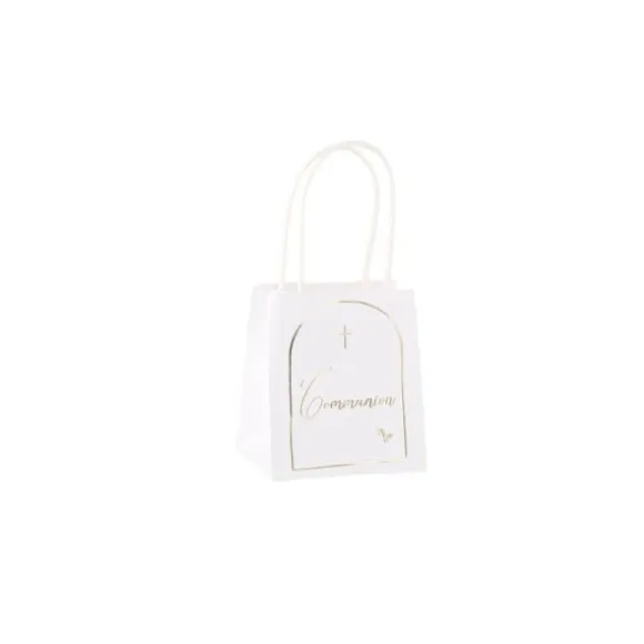 6 Sacs Cadeaux - Collection Communion Pureté Blanc et Or