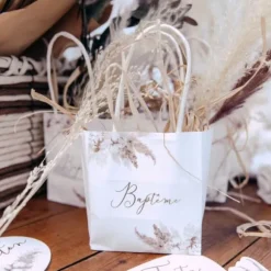 6 Sacs Cadeaux - Collection Pampas, Fleurs de Coton et Or