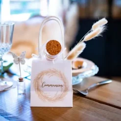 6 Sacs Cadeaux - Feuille de Pampa - Communion