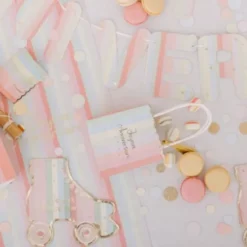 4 Sacs Cadeaux à Pompon - Collection Mahault Pastel et Or