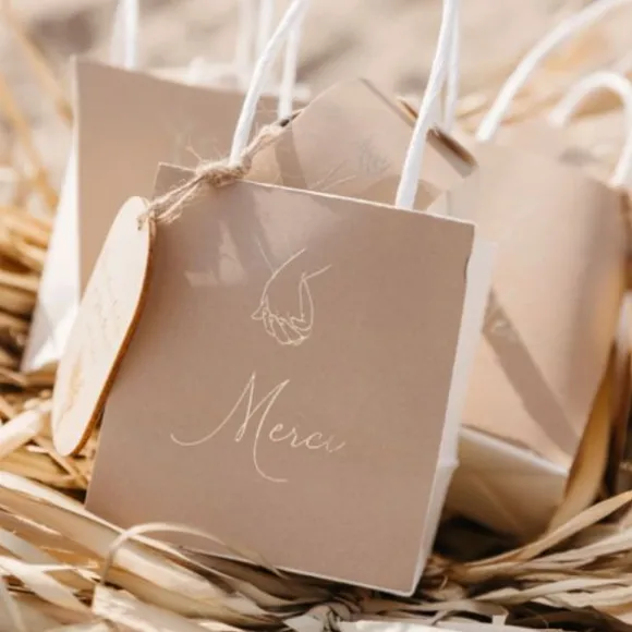 6 sacs "Merci" FSC® - 10 x 11 x 7 cm - Collection Bella Terra