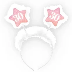 Serre-tête Anniversaire Adulte 30 ans - Rose et Blanc