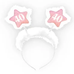 Serre-tête Anniversaire Adulte 40 ans - Rose et Blanc