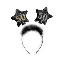 Serre-tête noir à étoiles pour anniversaire - 50 ans