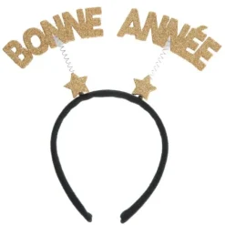 Serre-tête à paillettes dorées "Bonne Année"