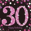 16 Serviettes 30 Ans - Rose / Noir