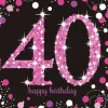 16 Serviettes 40 Ans - Rose / Noir