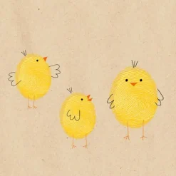 20 serviettes cocktail en papier - 25 x 25 cm - By Nature "Famille de poussins"