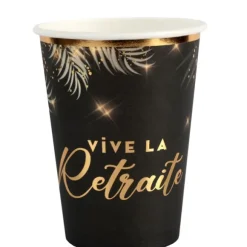 12 serviettes cocktail "Vive la Retraite" en papier - 25 x 25 cm - Collection Retraite Dorée - Couleur au choix