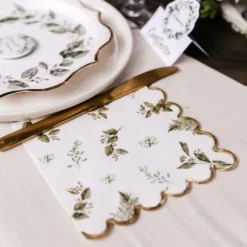 16 Serviettes - Collection Botanique Vert et Or