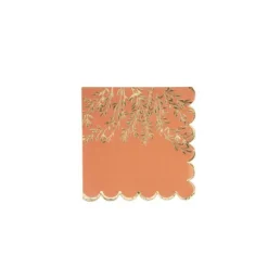 16 Serviettes - Collection Jolis Brins - Terracotta et Or