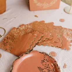 16 Serviettes - Collection Jolis Brins - Terracotta et Or