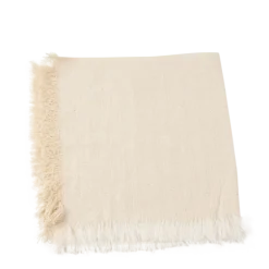 4 serviettes en coton effiloché - 45 x 45 cm - Couleur Blanc Crème