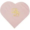 10 serviettes en forme de cœur Rose & Or - Collection BB