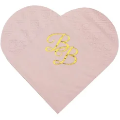 10 serviettes en forme de cœur Rose & Or - Collection BB