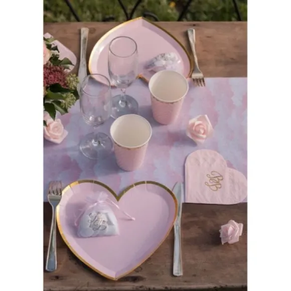 10 serviettes en forme de cœur Rose & Or - Collection BB