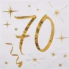 20 Serviettes en Papier Anniversaire - Blanc et Or - 70 ans