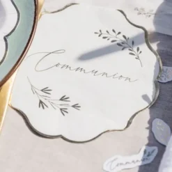 16 serviettes en papier FSC® - 32 x 32 cm - Collection Communion Blanc et Or