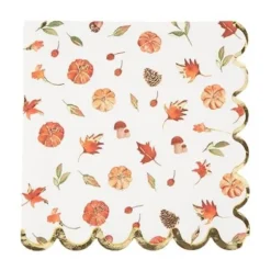 16 serviettes en papier FSC® - 32 x 32 cm - Un air d'automne - Châtaigne, Terracotta et Or
