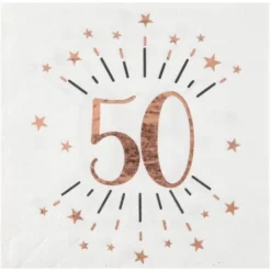 10 Serviettes en papier - Joyeux Anniversaire Etincelant - Rose Gold - Age au Choix