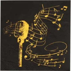 20 Serviettes en papier - Musique Or & Noir