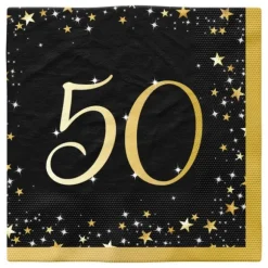 16 serviettes en papier pour anniversaire - 33 x 33 cm - Collection Starlight - Âge au choix